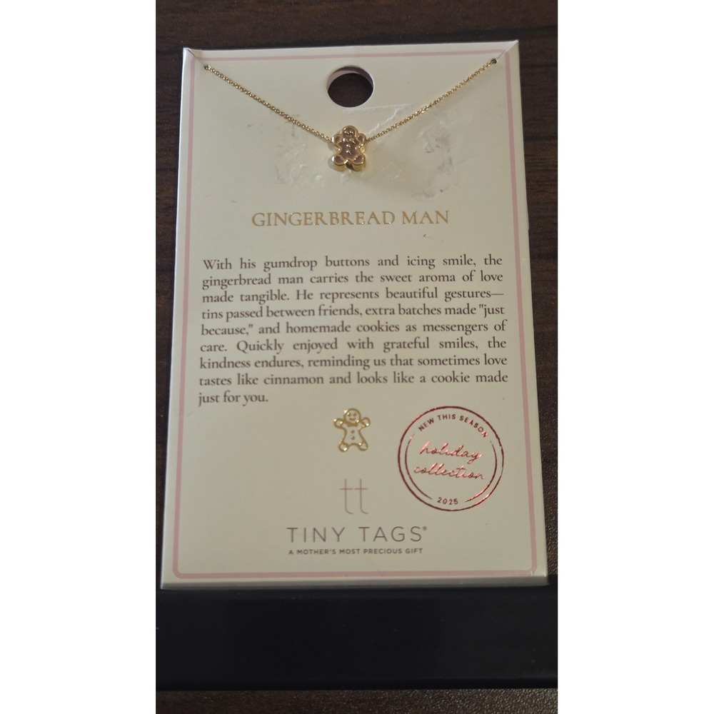 Tiny Tags Gingerbread Man Necklace 14k Gold Plated Holiday Collection 2025 NEW